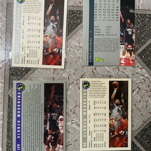 Alonzo Mourning 1992 Classic 4 card lot number 1 of 5600 Four Sport Draft Pick # - Picture 8 of 12